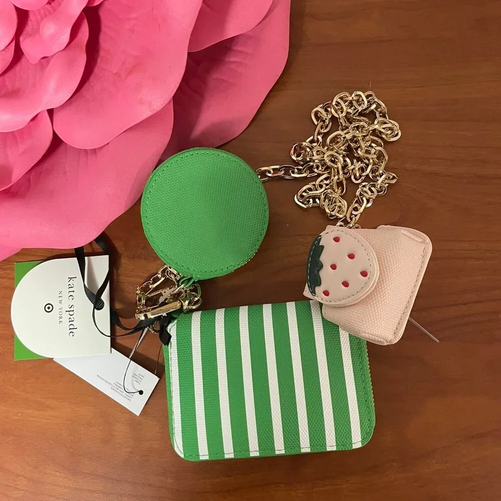 KATE SPADE x TARGET Stripe‎ Mini Crossbody Bag Green & White WOC